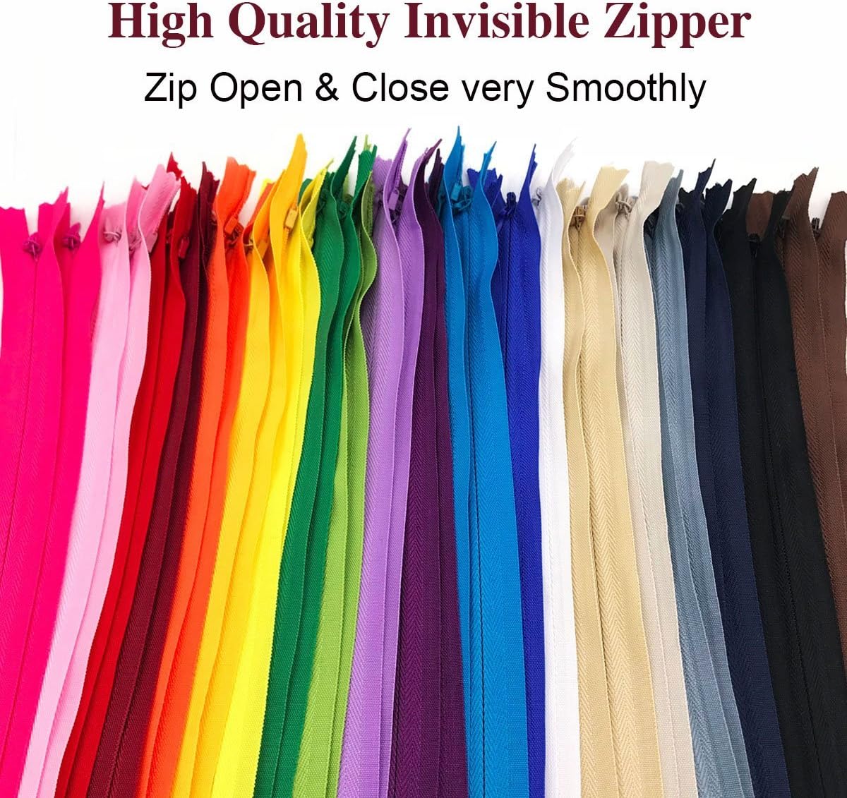 40PCS Nylon Invisible Zipper,DIY Sewing Zippers for Handmade Garment/Bags/Home Textile,Tailor Sewer Crafter's Special (18 inch, Mix Color) thumbnail