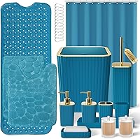 Vista 13 de Bathroom Accessories Set - 25PC Bathroom Sets with Shower Curtain and Rugs, Orange Bathroom Accessories with Trash Can, Soap Dispenser, Soap Dish &