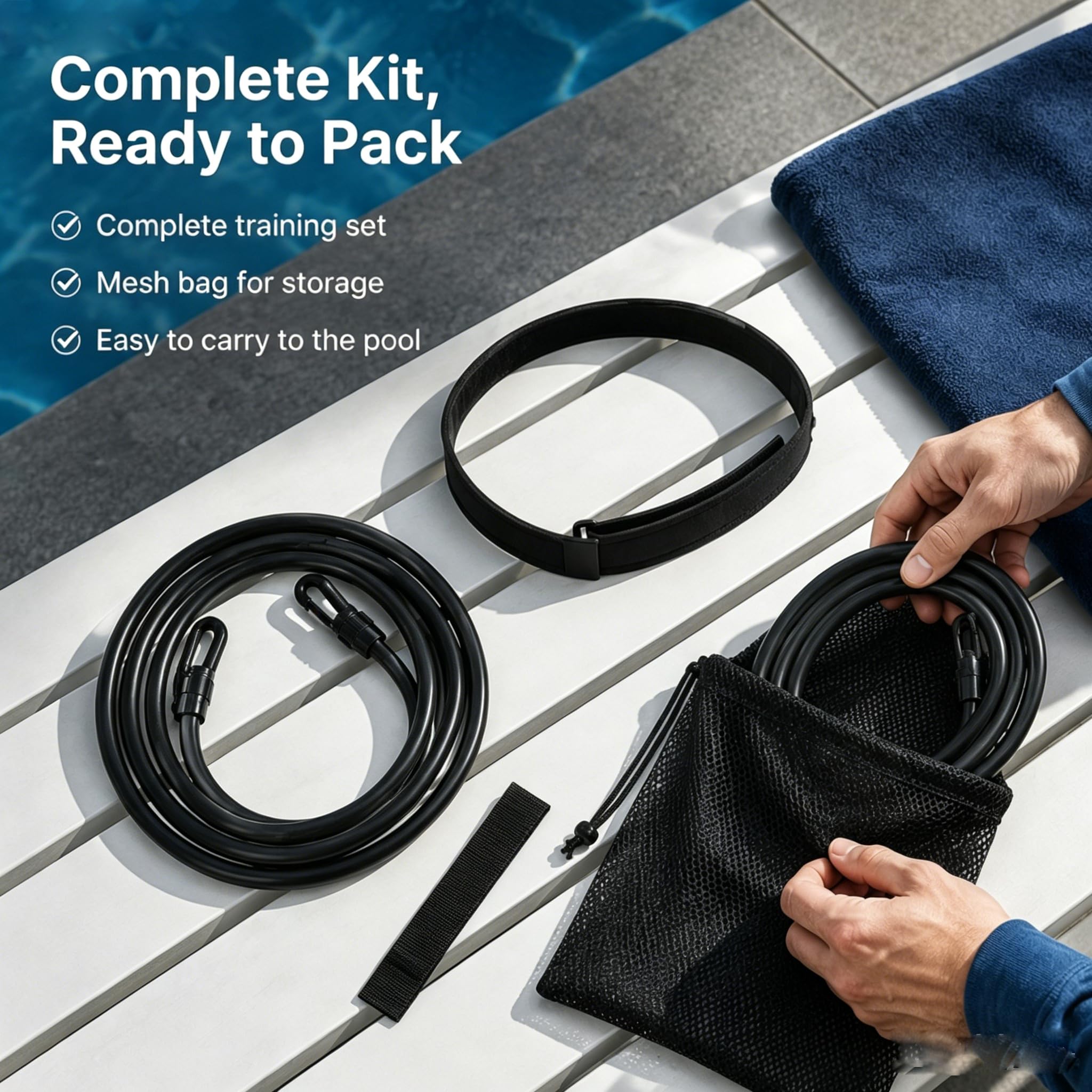 Bavooty Schwimmgurt für Pool,Einstellbare Schwimmwiderstand Gürtel,Schwimmtrainer Gürtel,Schwimmhilfe Erwachsene Pool,Einstellbare Schwimmseil,Geeignet für alle Arten von Schwimmtraining