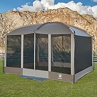 EVERADVANCED 11x9ft Magnetic Screen House: Hands-Free Entry, UPF50+ Sun Protection, Mesh Tent for Camping, Picnic & Patio - Brown