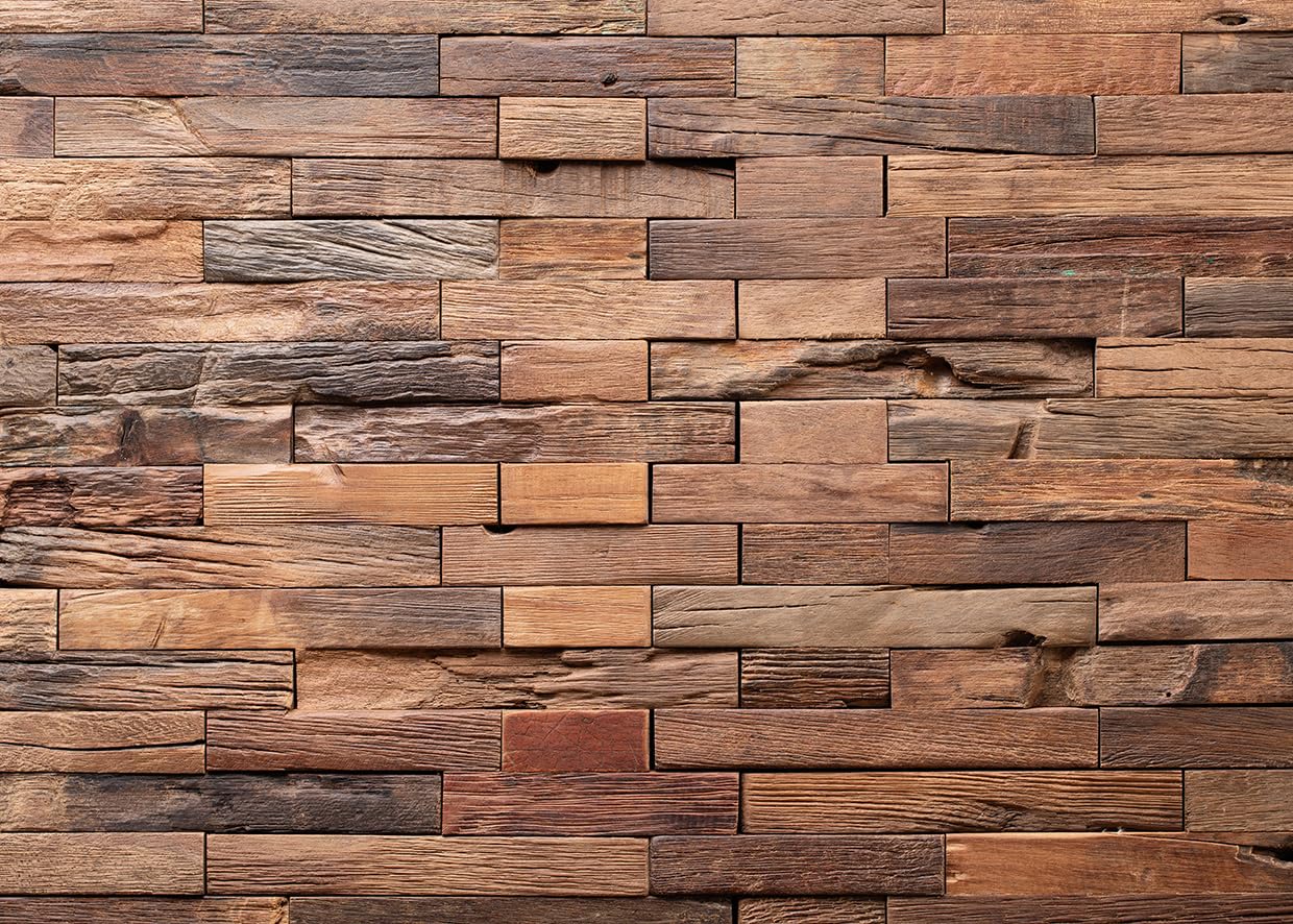 LYWYGG 7x5ft Brown Wood Backdrop Rustic Wooden Wall Photography Background Birthday Party Banner CP- 614