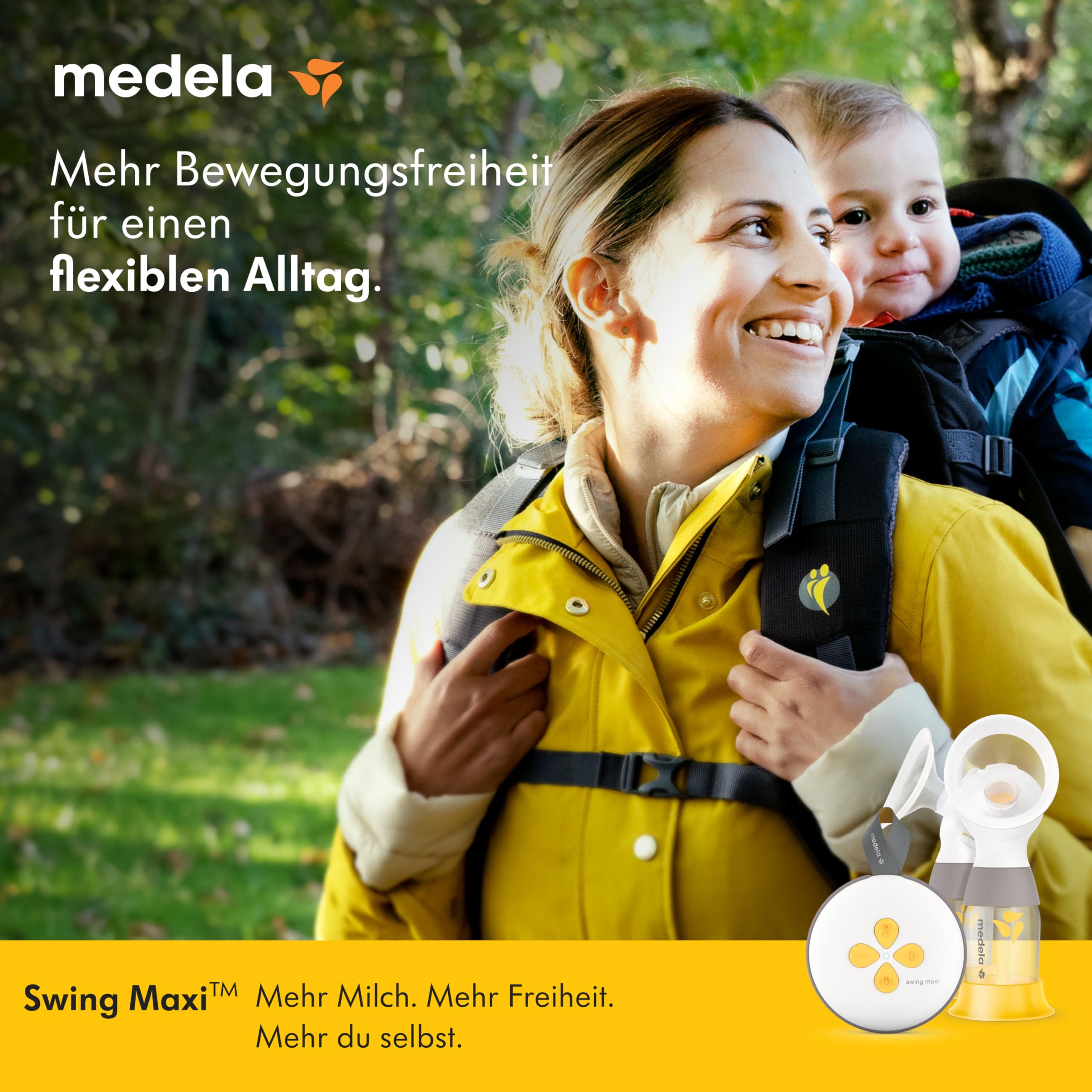 Medela Swing Maxi Elektrische Doppelmilchpumpe mit PersonalFit Flex Brusthauben und 2-Phase-Expression-Technologie
