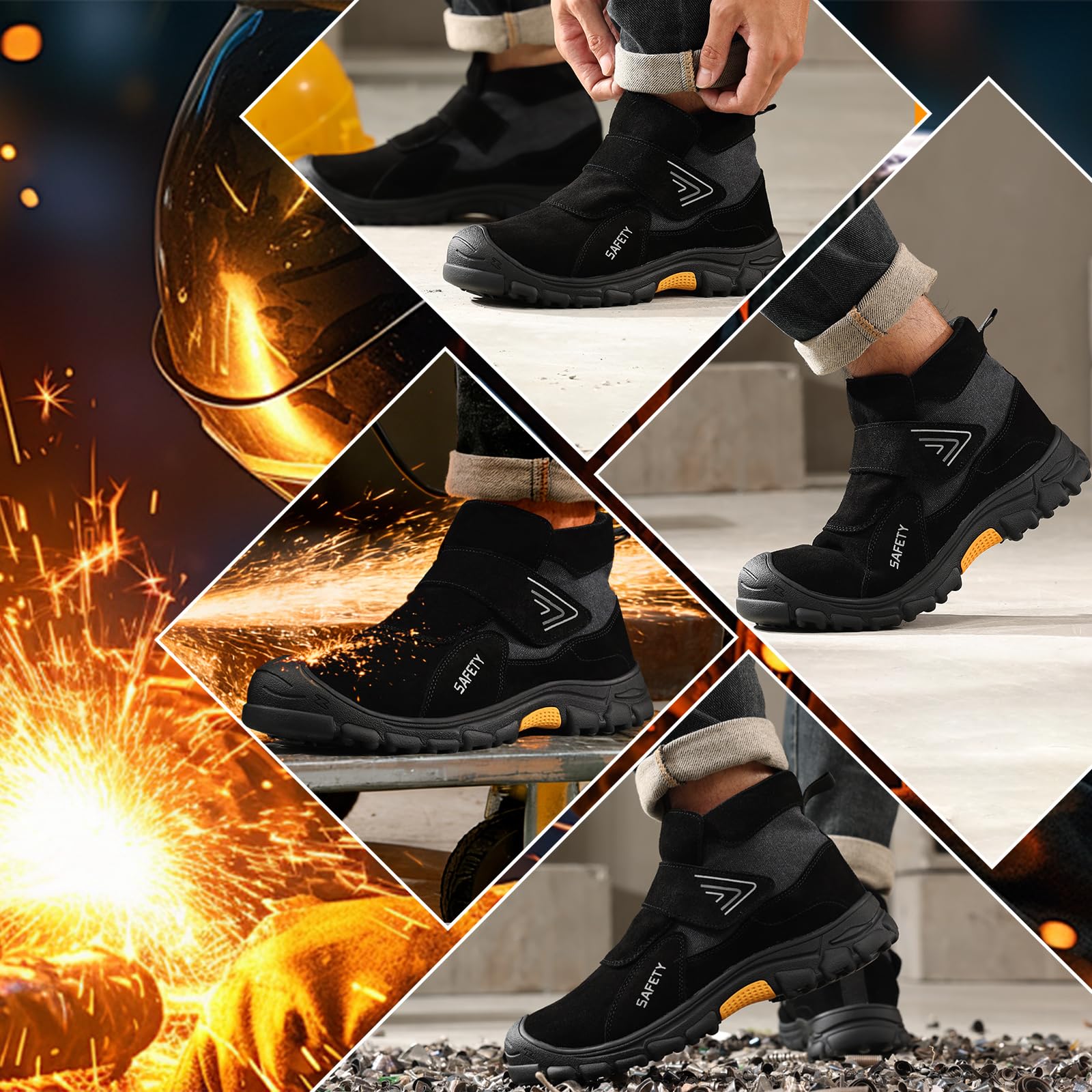 LAoutun Safety Trainers Men Steel Toe Cap Trainers Protective Safety Shoes Breathable Work Trainers Lightweight Work Shoes for Men Comfy Work Industrial Sneakers Puncture Proof Construction Work Boots