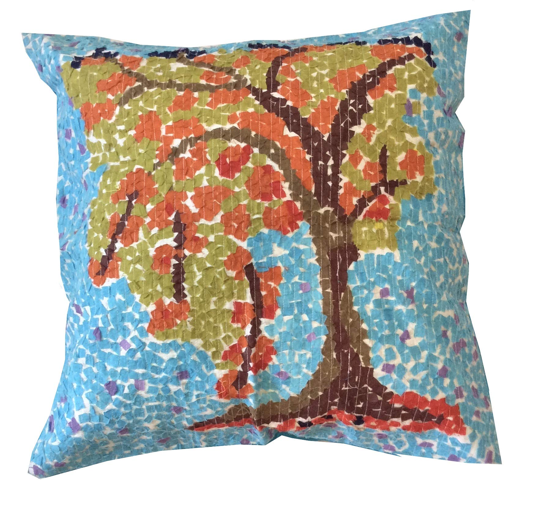 Calyz Gulmohar Cushion, Blue, 18" x 18", 2 Count