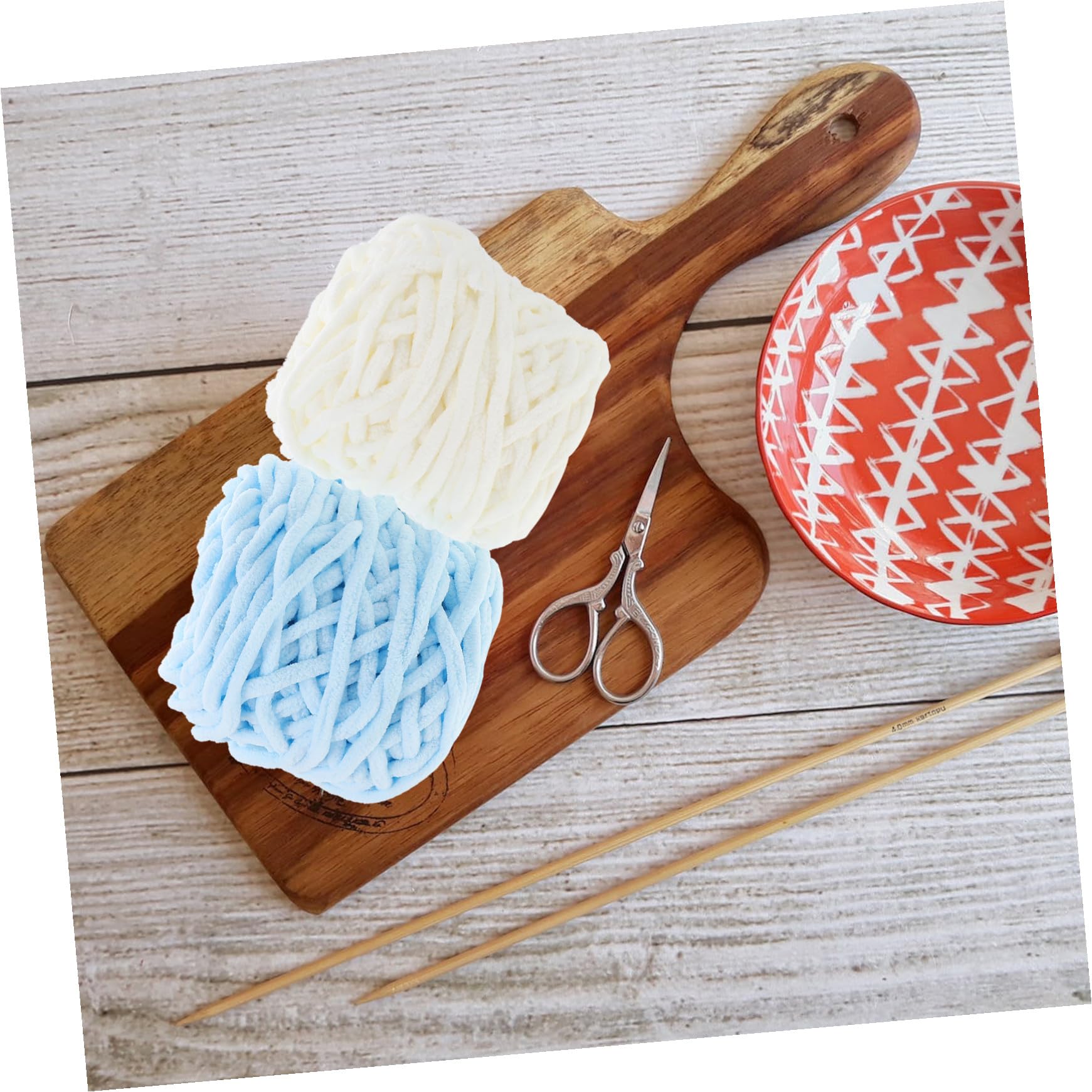 ARTIBETTER 4 Gomitoli di Lana Morbida per Maglia a Mano Colori Pastello Bianco Latte Rosa Azzurro Filo Naturale Traspirante per Sciarpe Cappelli e Accessori Fai da Te