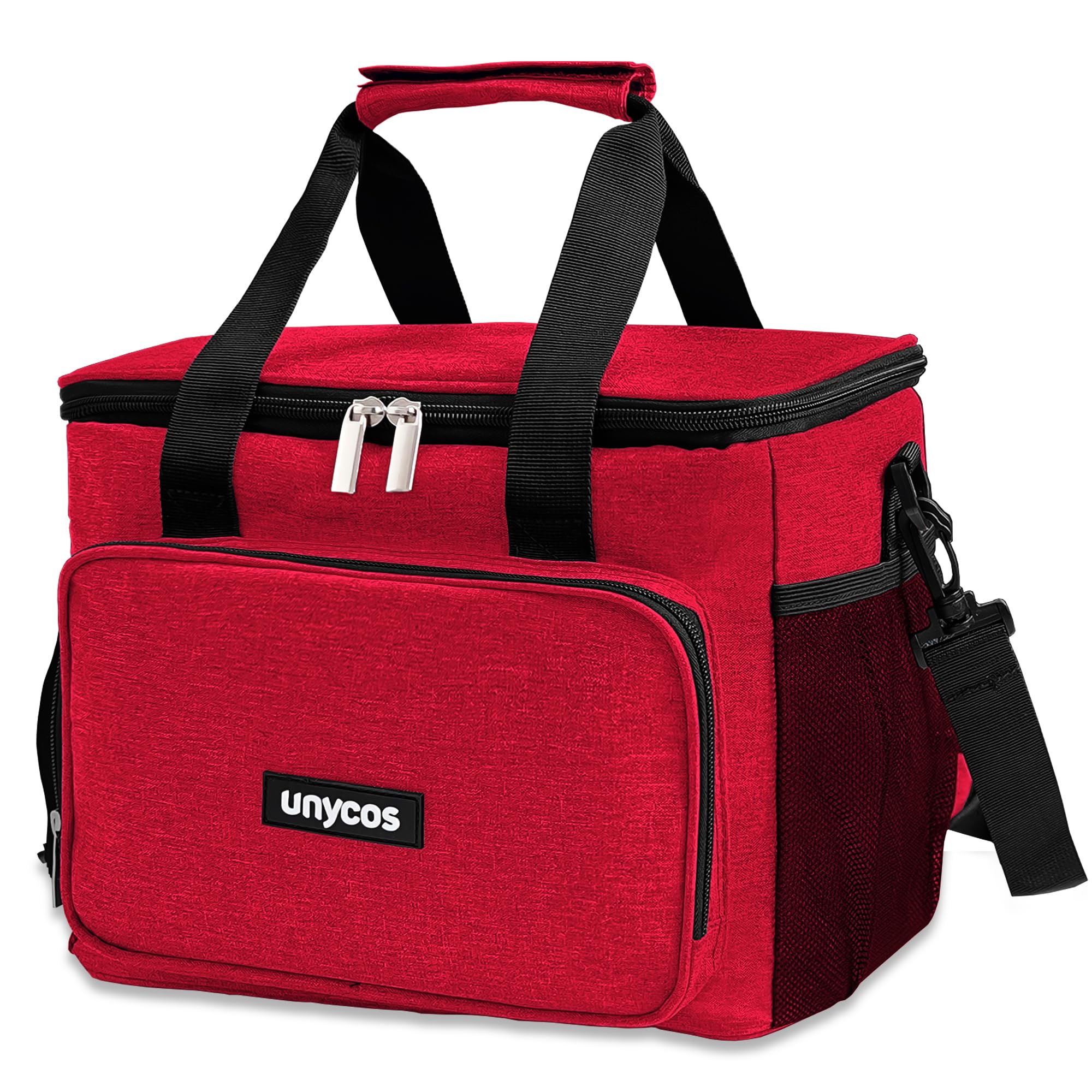 unycos - Bolsa Térmica Porta Alimentos 10L - Nevera Portátil, Lunch Box Impermeable, Hermética e Isotérmica, Porta Fiambrera de Gran Capacidad para Almuerzo, Oficina, Viaje, Pícnic o Colegio (Rojo)