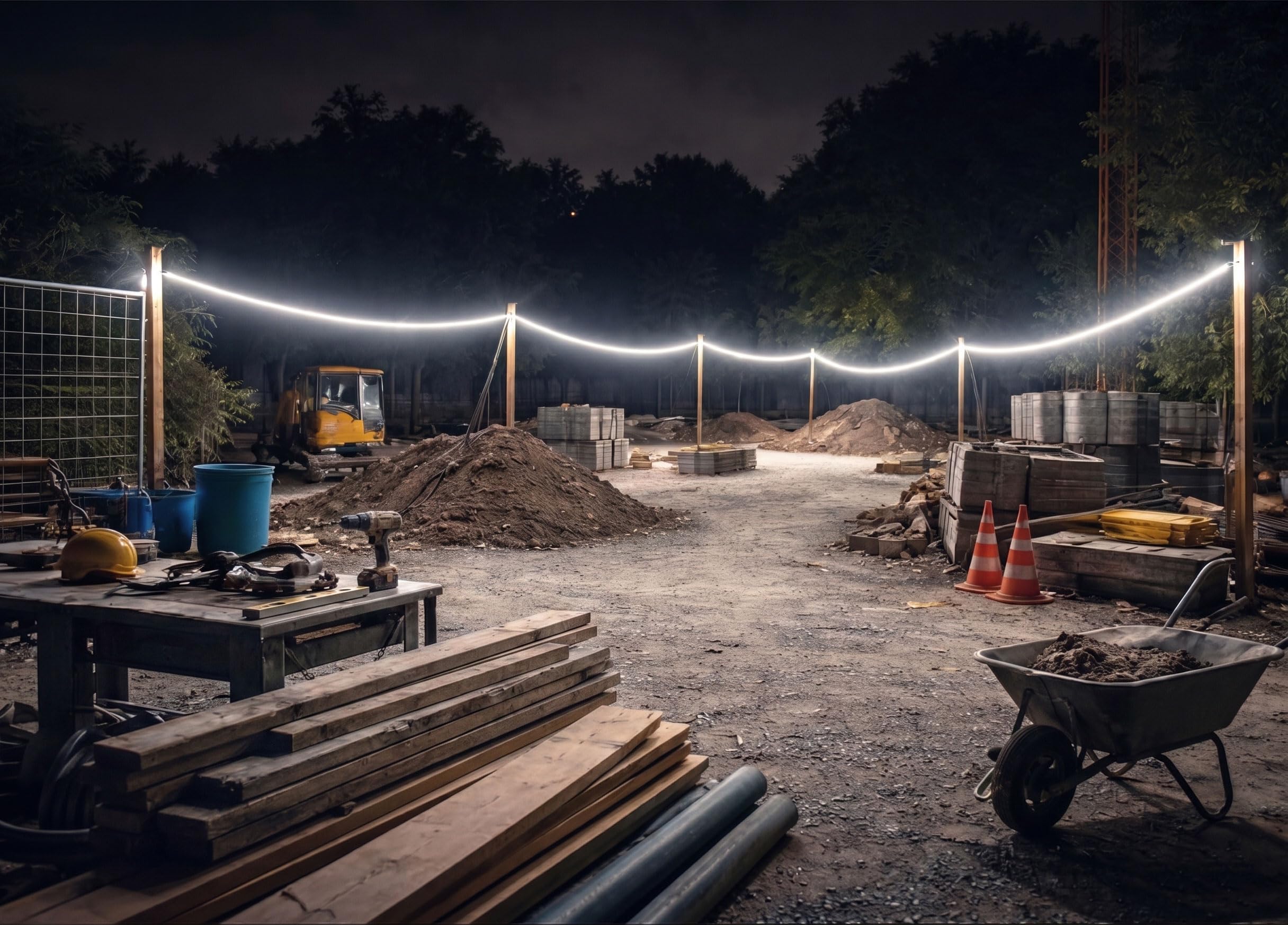 VBLED LED Lichtschlauch auf Trommel 15m 230V – IP67 Außen Baustellenleuchte – Beidseitig Abstrahlend 6000K