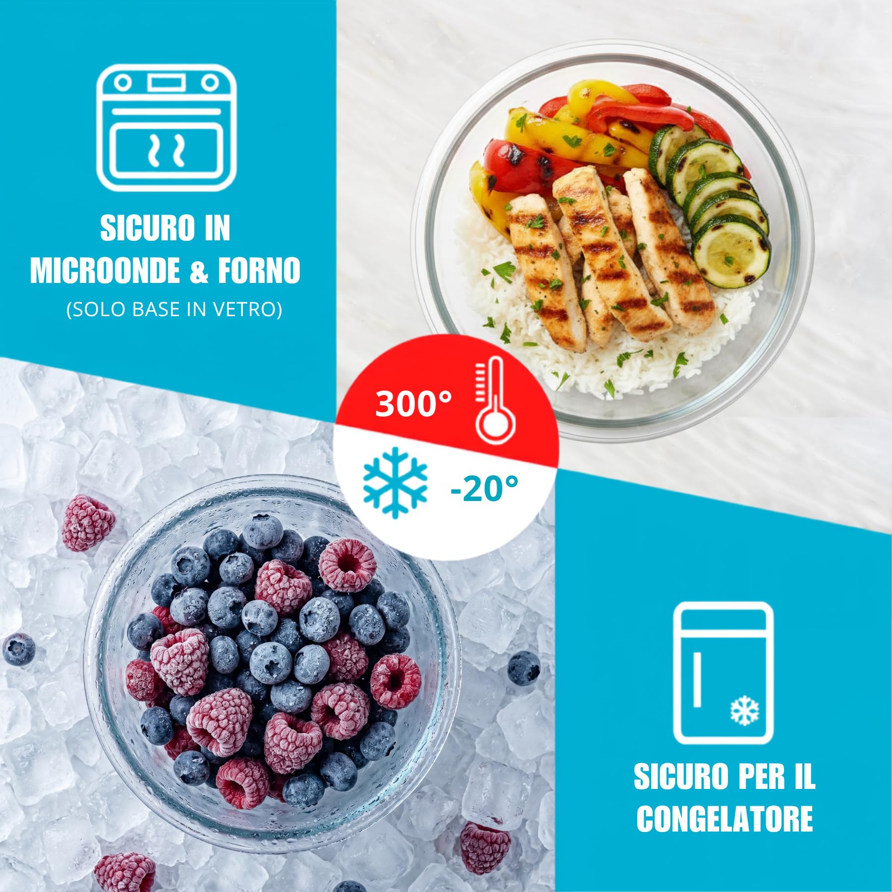 Igluu Meal Prep Contenitori Vetro per Alimenti Tondi (Set da 5) – 650ml