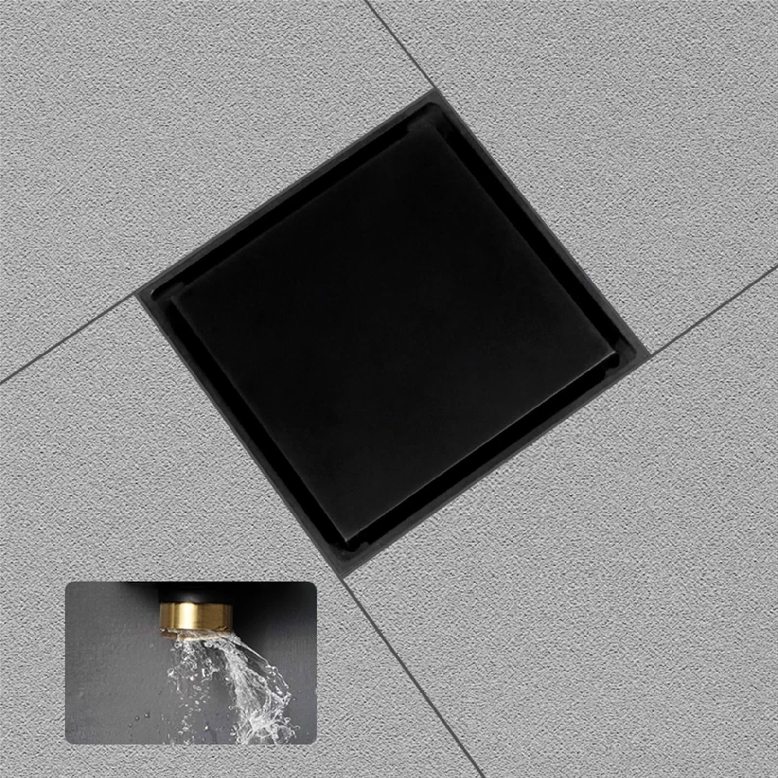 DesagüE del Suelo Desagüe de Ducha latón, desagüe Suelo baño, inserción azulejo, Cubierta Drenaje Invisible for, Cuadrado, 10x10 CM(Brown)