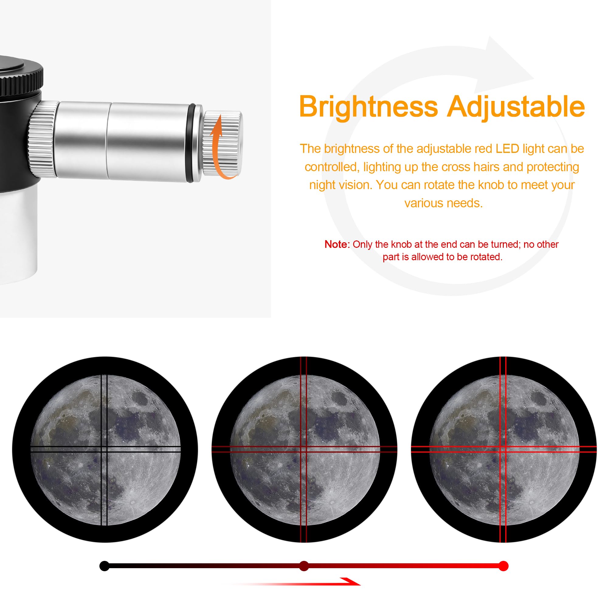 Astromania Ocular telescópico Plossl Iluminado de retícula de 12,5 mm, Imagen Ajustable y Enfoque de retícula e iluminación LED Ajustable