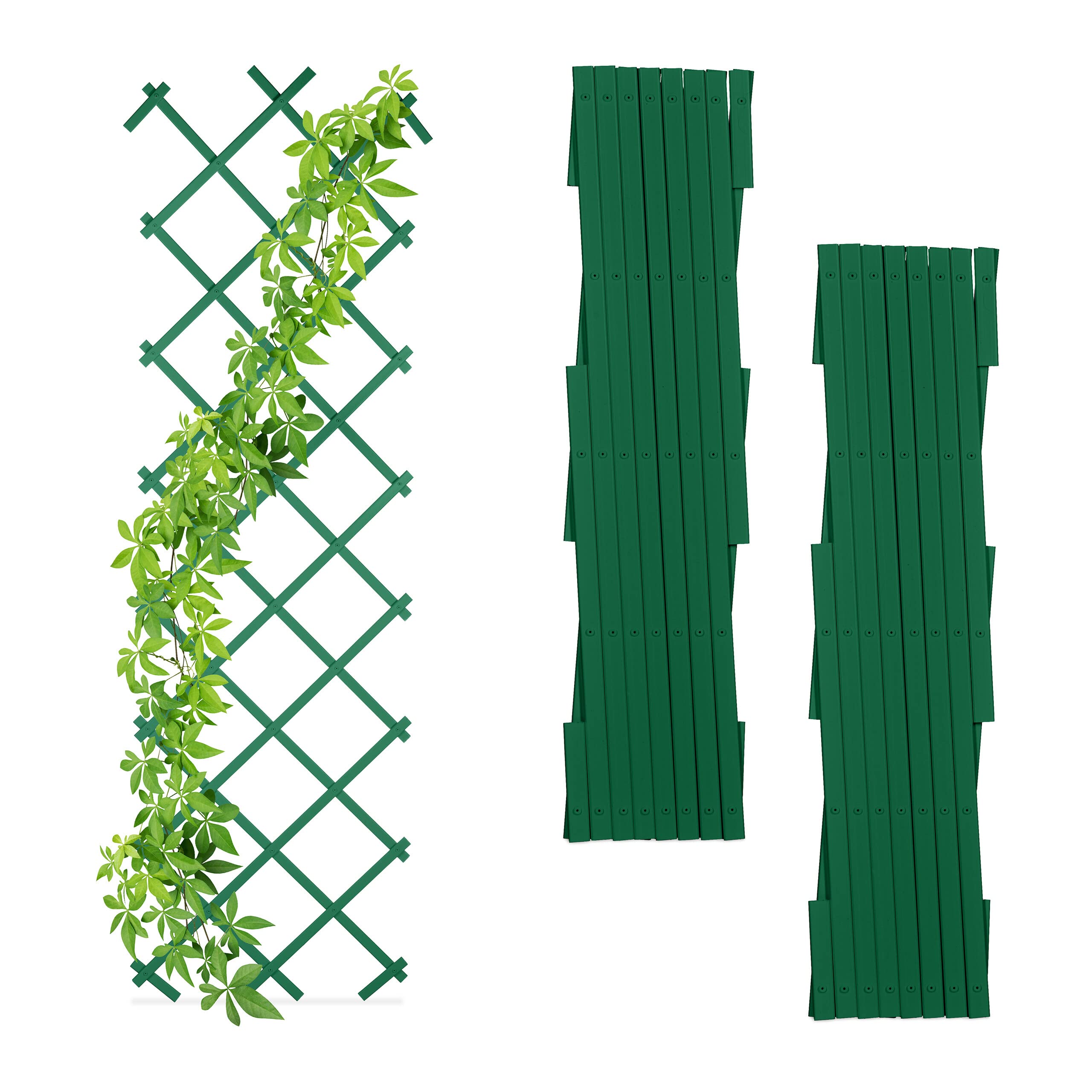 Relaxdays Grigliato per Rampicanti, Set da 3, Allungabile 180 cm, Graticolato per Piante, per Giardino, Plastica, Verde