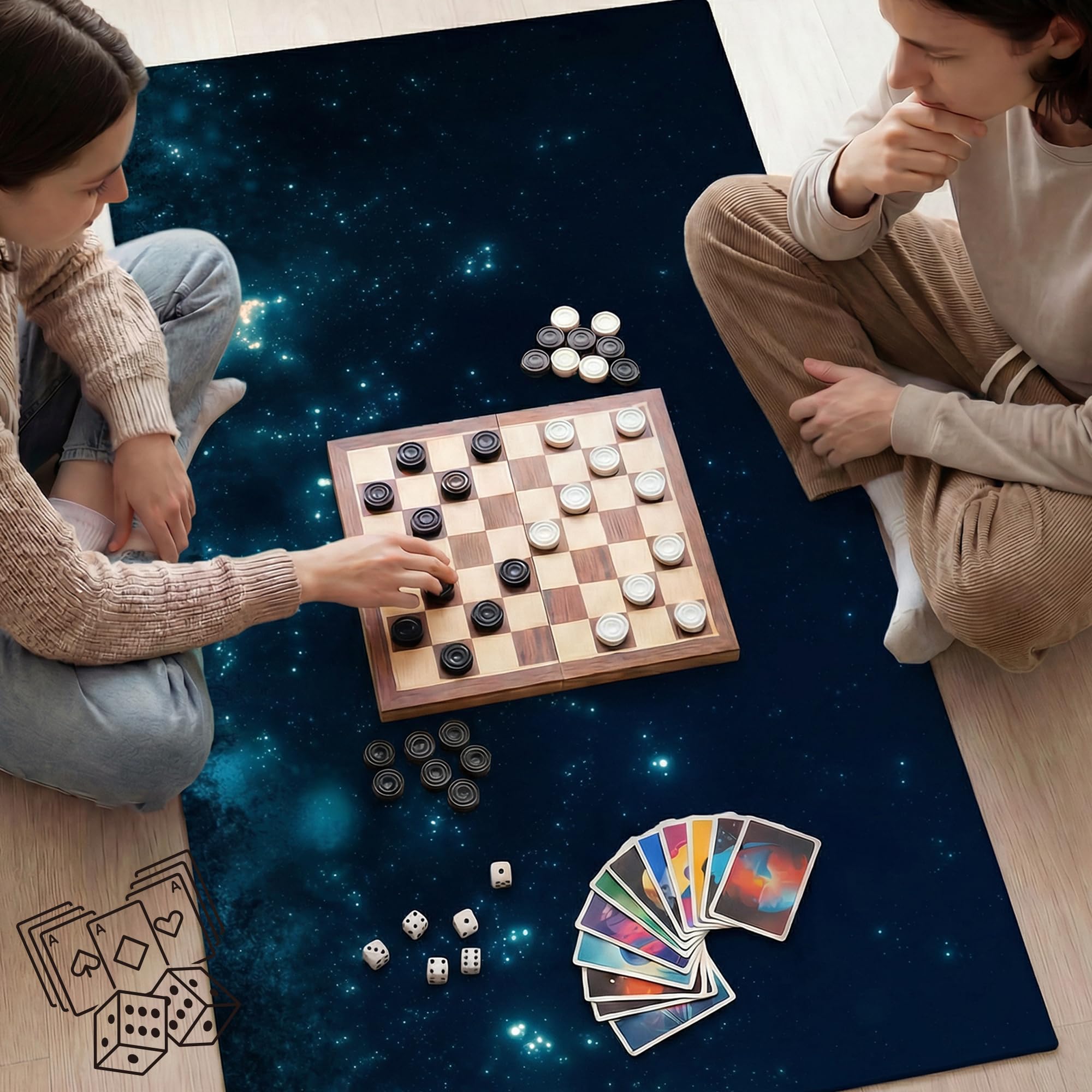 Mata do gier planszowych na stół 80 x 130 cm, wodoodporna neoprenowa mata do gier do mahjonga, pokera, gier planszowych, gier karcianych, gier kafelkowych, domino i RPG – duży przenośny