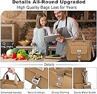 Vista 4 de Weitars - Bolsa de almuerzo aislada para hombres y mujeres, lonchera a prueba de fugas para el trabajo, bolsa de almuerzo extragrande con correa