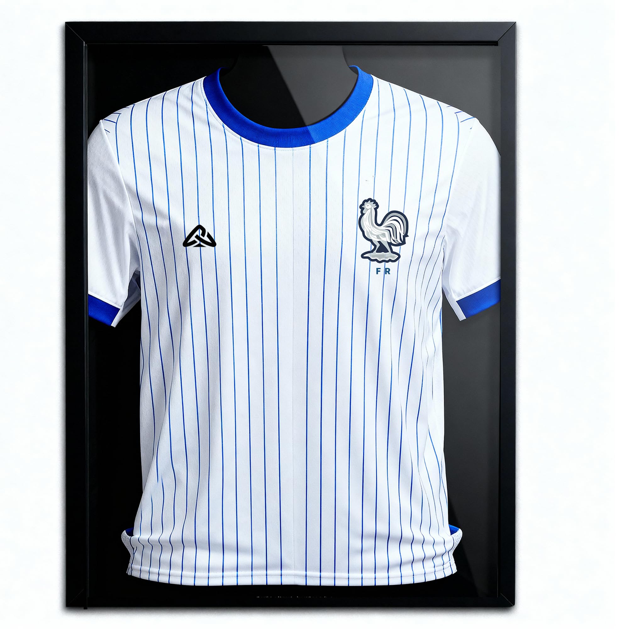 Avalo Cadre Maillot Foot 60 x 80 cm - Vitrine 3D Noire pour Maillot de Football, Rugby et Basket - Cadre Profond avec Plexiglas et Protection UV