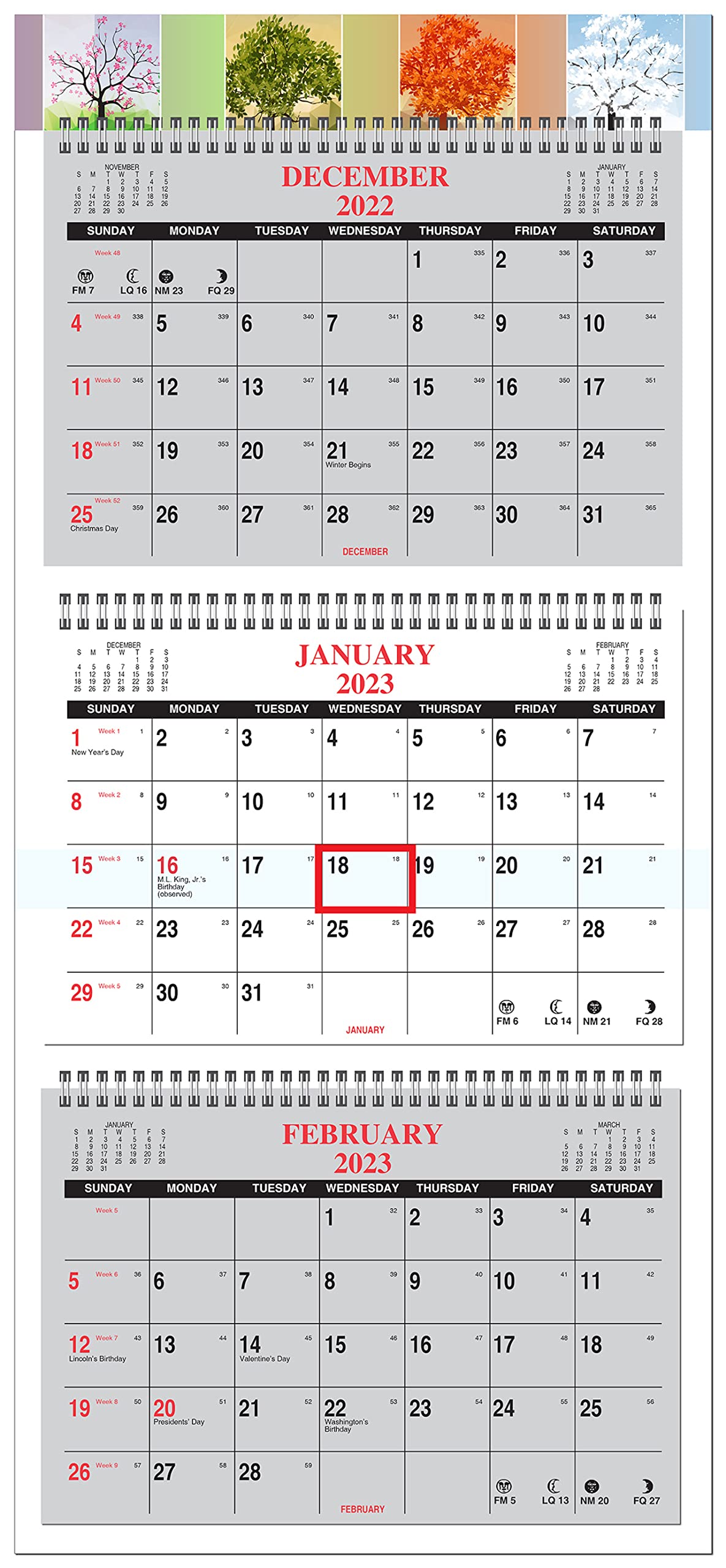 Calendar Company 2023 3 Month At A Glance With Scenic Banner (Free Red Date  Slide!)