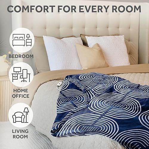 Miniatura 6 de Sunbeam Ultimate Cozy Royal Posh - Manta térmica eléctrica de terciopelo con bolsillo para manos y pies, 50 x 72pulgadas, 4 ajustes de calor,