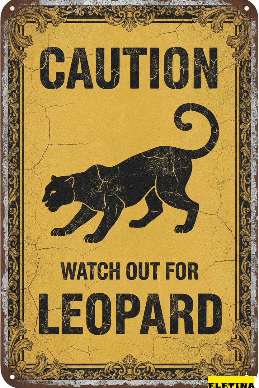 Tin Sign for Man Cave Caution Watch Out Leopard You Have Been Warned Aluminum Metal Tin S Door Warning Zoo Fence Gate Yard Home Wall Decor 8x12 Inch Private Property Decorative