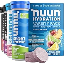 Nuun Energy Caffeine + B Vitamins, Electrolyte Hydration Tablets with Caffeine from Green Tea Extract, Magnesium & 4 Other Electrolytes, Gluten Free, Vegan, Mixed Flavors, 4 Pack 40 Servings Total