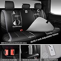 Vista 3 de CAR Pass Juego completo de fundas de asiento de cuero de lujo para 5 asientos, fundas de asiento de automóvil de cuero premium impermeables