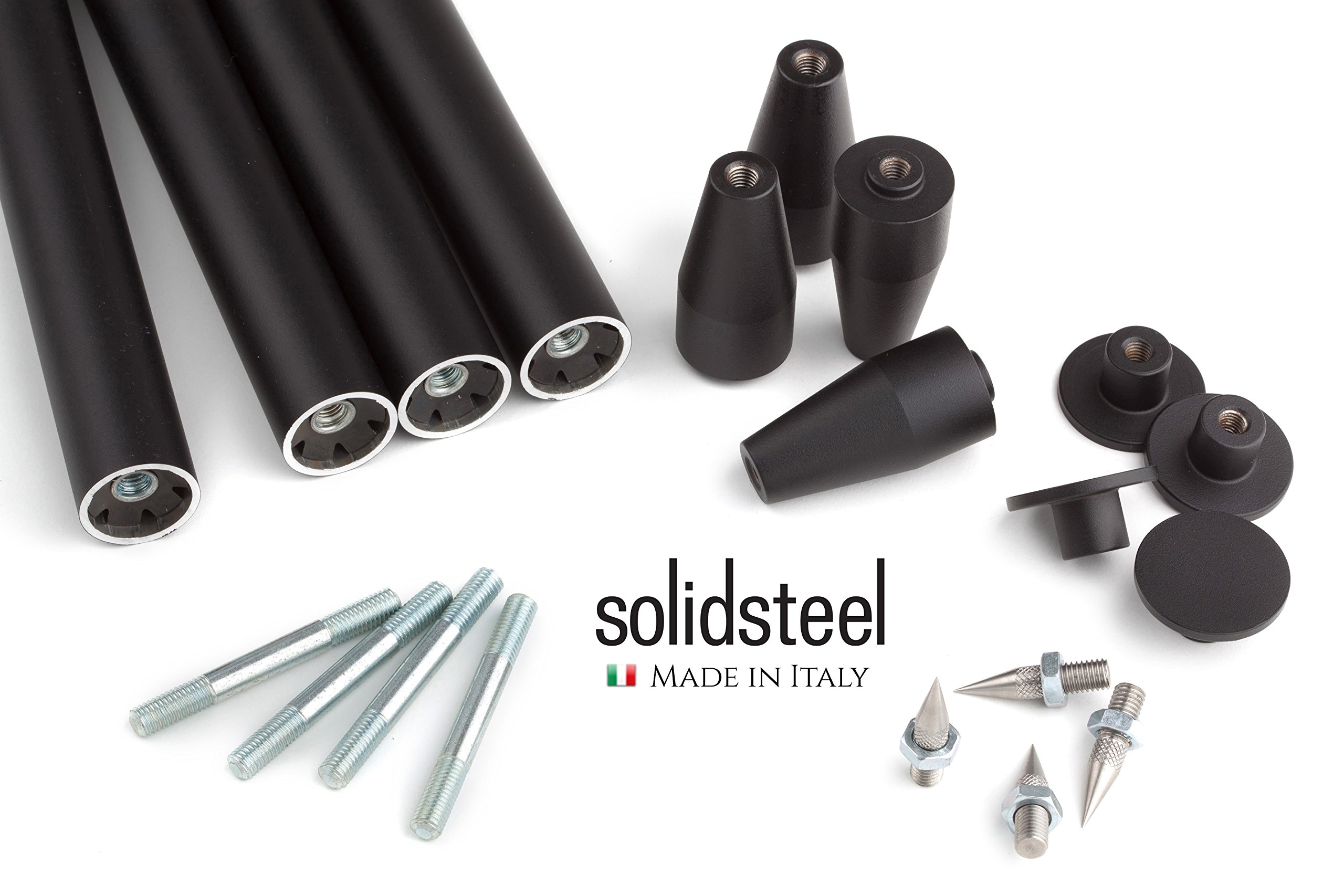 Solidsteel S2-5 Mobile Stereo Hi Fi Porta Elettroniche, Mobiletto Rack Audio a 5 Livelli in Legno (Made in Italy), Telaio in Metallo per Impianto Hi-Fi Stereo, Punte Regolabili in Acciaio INOX