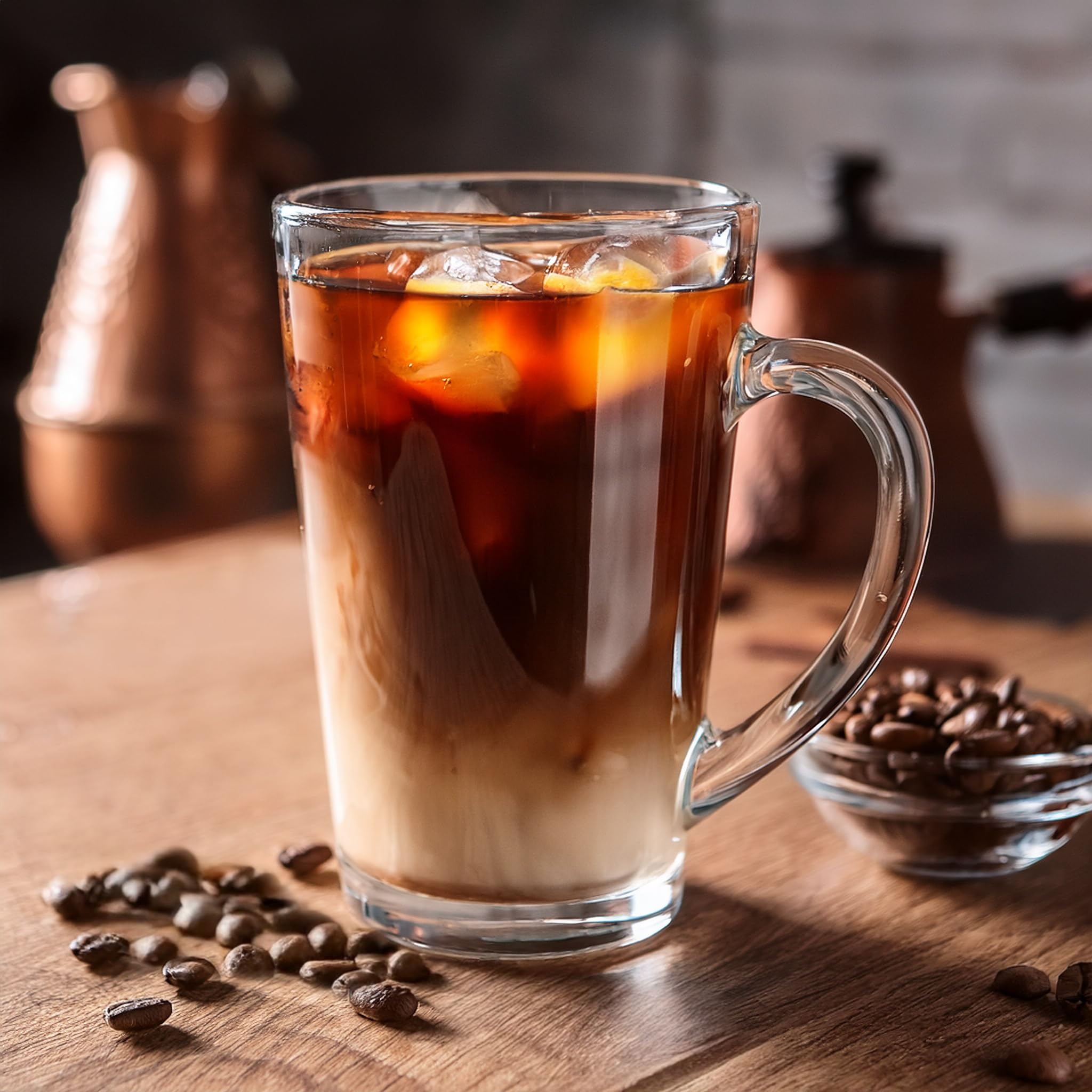Glasmark Krosno Latte Macchiato Set di 6 bicchieri da tè con manico, bicchieri da dessert per acqua, caffè e vin brulé, 6 x 300 ml