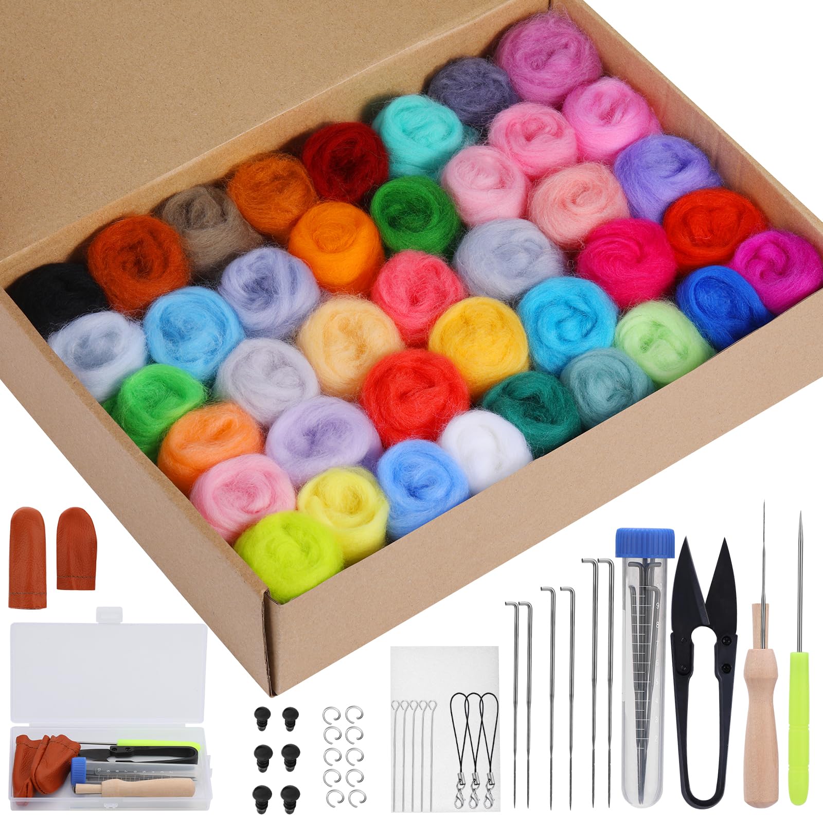 Reovin Filzwolle Set für Filzwolle Trockenfilzen DIY Handwerk