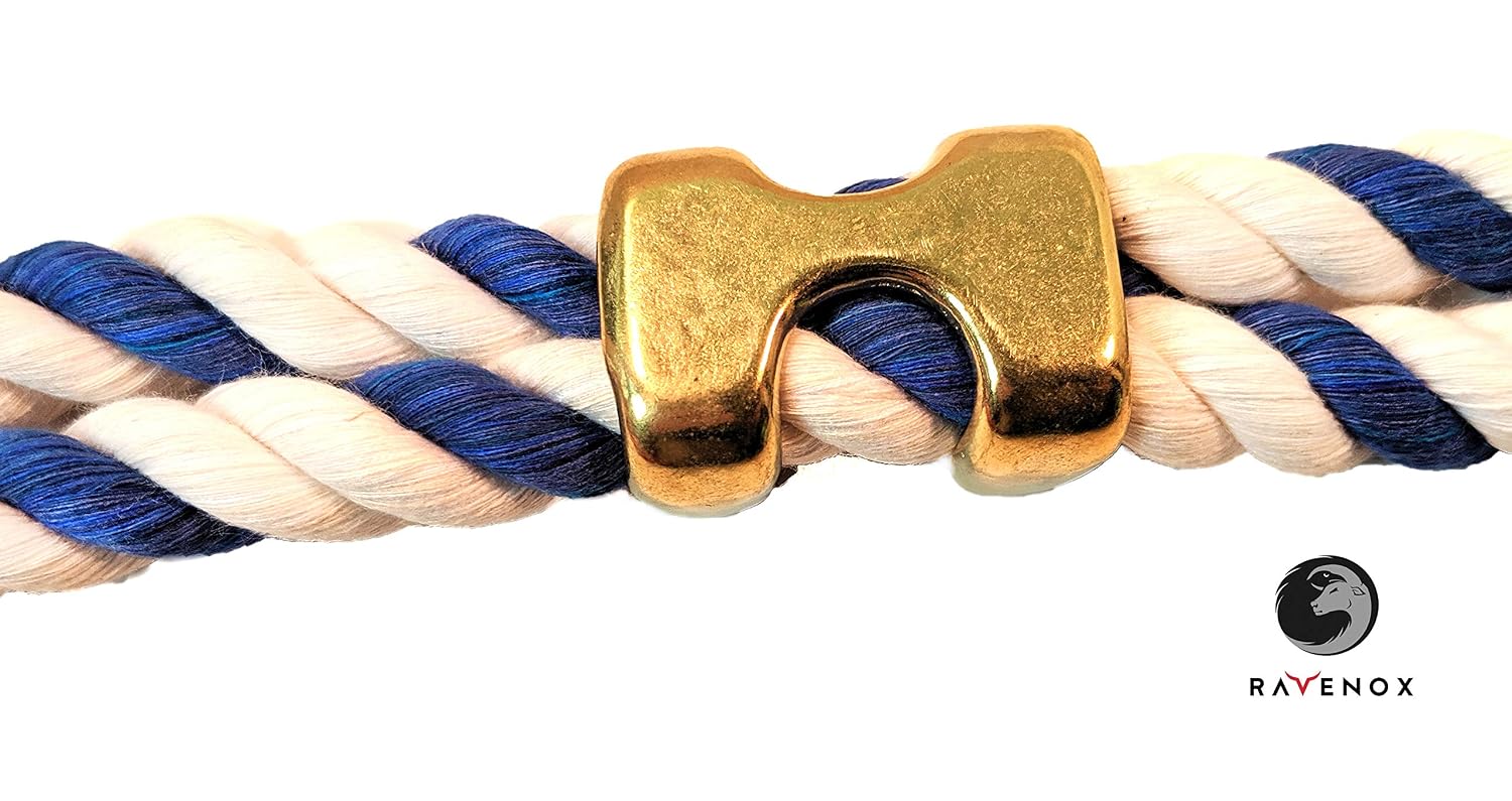 Ravenox Metal Clips for Rope | (Solid Brass)(10 Pack) | Heavy Duty Brass Plated, Zinc Plated, Solid Brass, Stainless Steel, Nickel Plated Double Rope Clamps | for 1/2-inch and 5/8-inch Ropes, Cordage