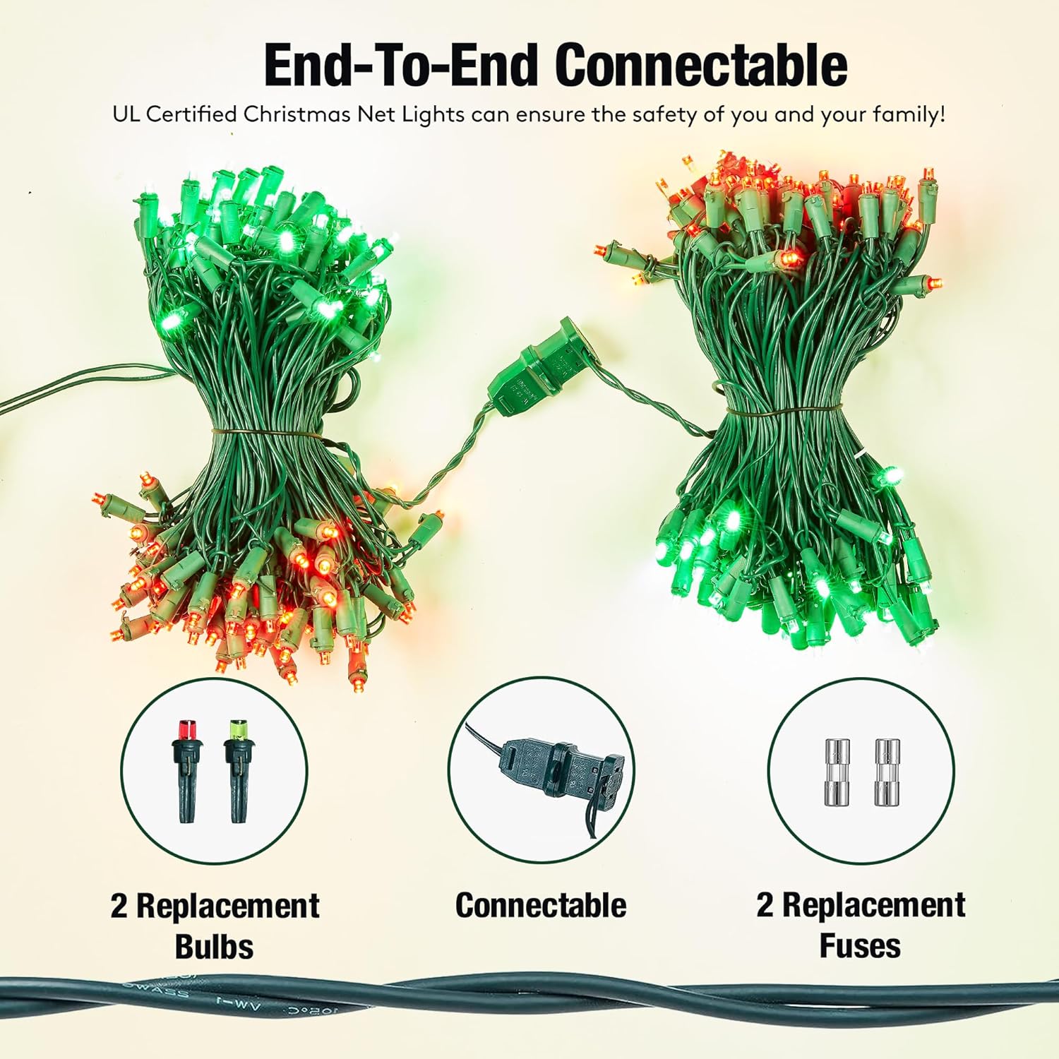 Led Red and Green Christmas Net Lights Outdoor Christmas Bushes Lights 120Led 6ftx5ft, Connectable Outdoor Indoor Mesh Net Lighting for Xmas Holiday, Garden, Lawn, Shrubs, Trees, Bushes Decorations