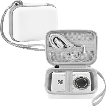 Leayjeen Digital Camera Case Compatible with KODAK FZ55 FZ45 44MP 1080P Point & Shoot Camera, Portable Hard Protective Cover for Teens Kids, Compact Camera Bag-WhiteCase Only
