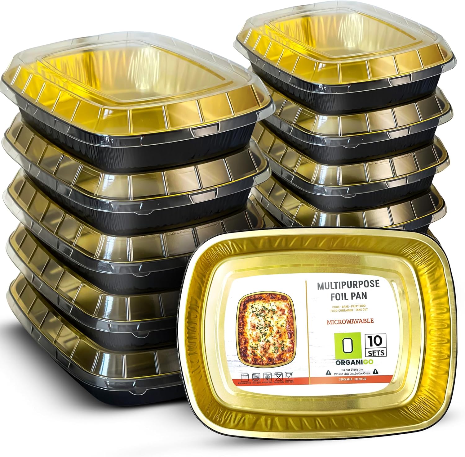Amazon.com: Aluminum Pans with Lids [Microwave-safe] Disposable Gold ...