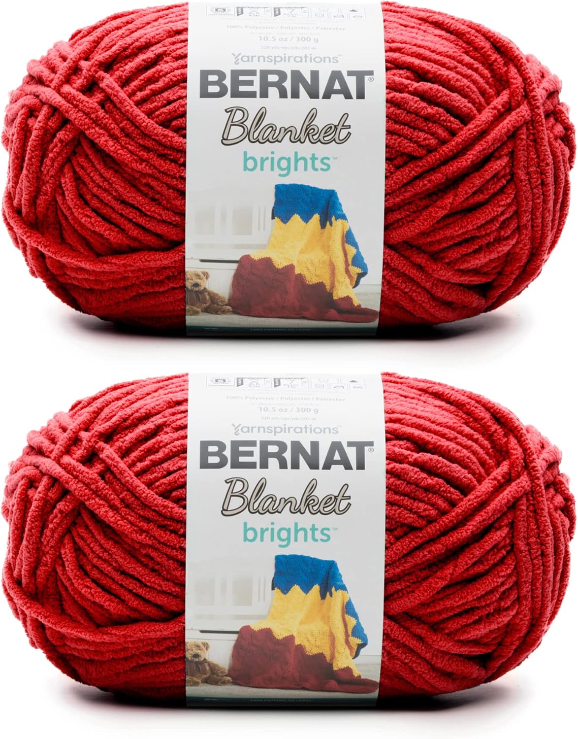 Bernat Blanket Brights Race Car Red Yarn 2 Pack of 300g/10.5oz