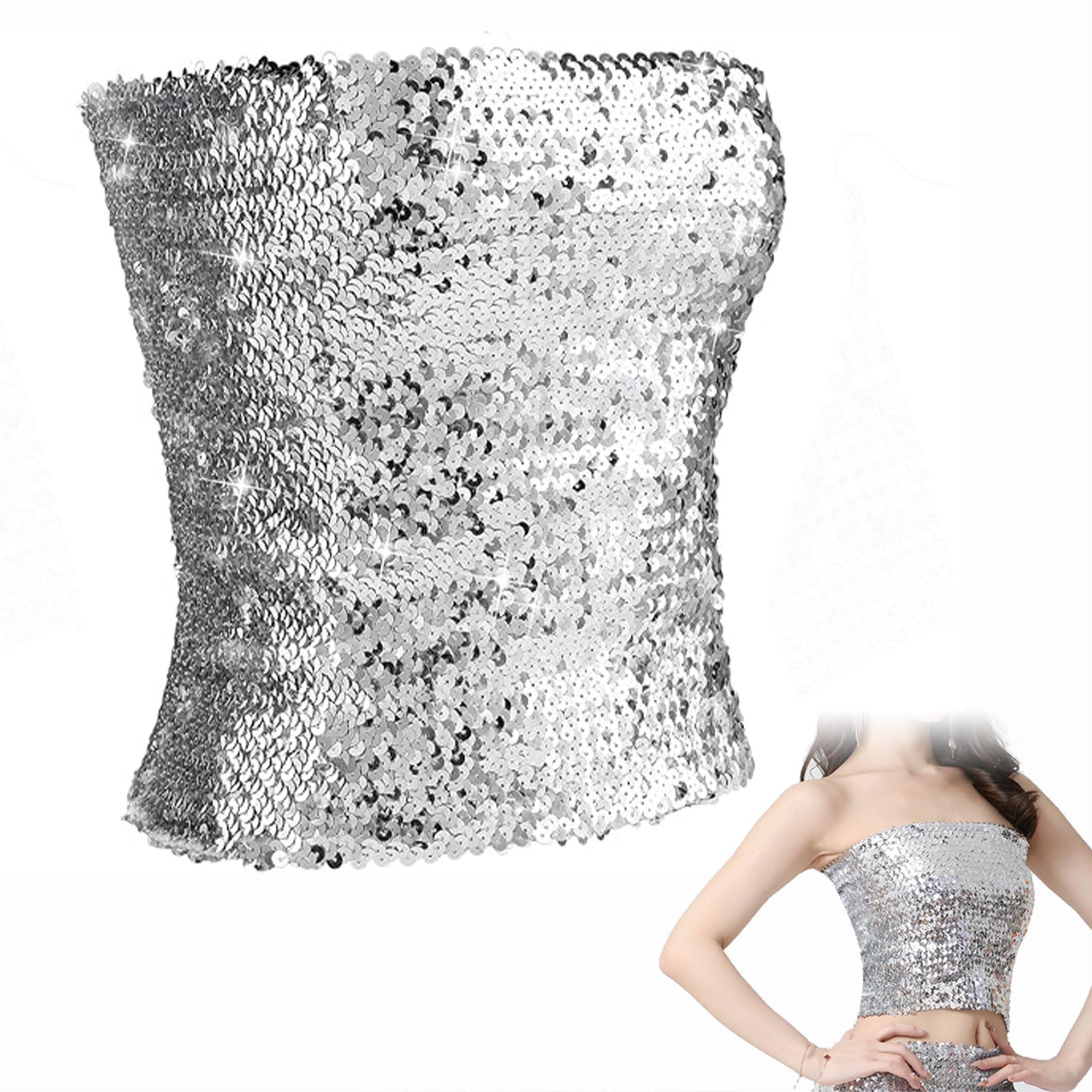 Top Con Paillettes Per Donna - Camicole Senza Maniche, Lucido, Per Feste, Carnevale E Spettacoli, Colori Brillanti - 5