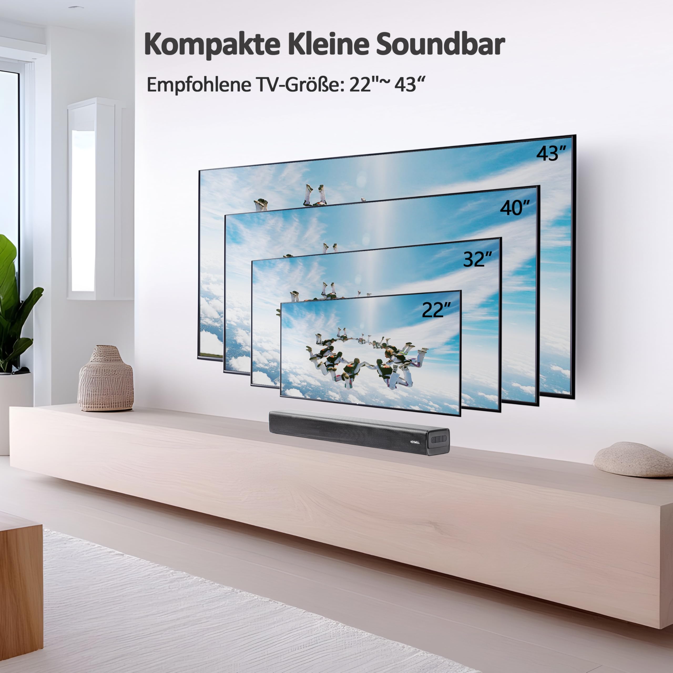 59 cm 2.1ch 120 W mały SoundBar do telewizorów z wbudowanym subwooferem. Optical Aux.