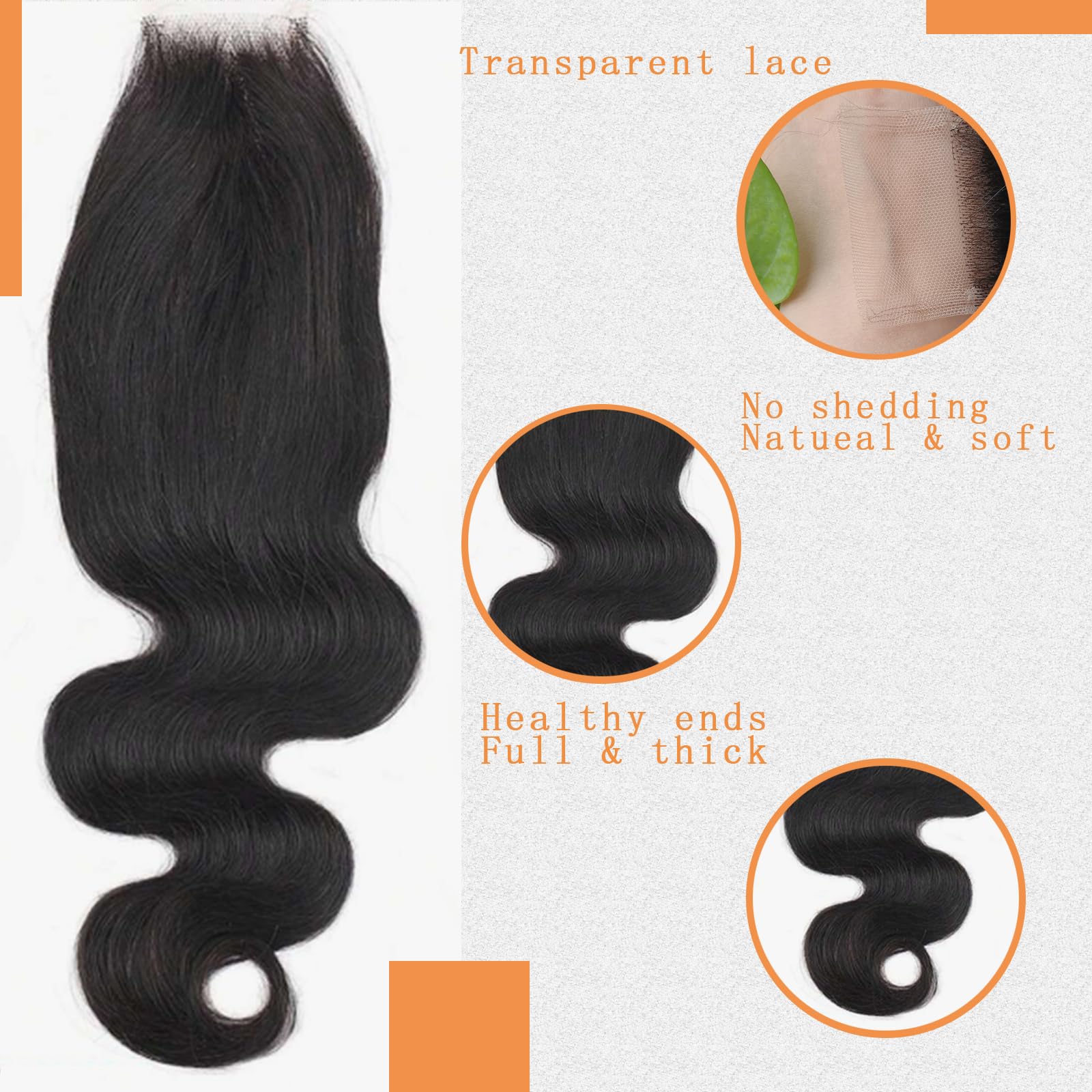 Brazilian 2x6 Human Hair Lace Closure Transparent 2x6 Body Wave LaceClosure Middle part Human Hair Kim K Closure With BabyHair 12 inch - Image 4