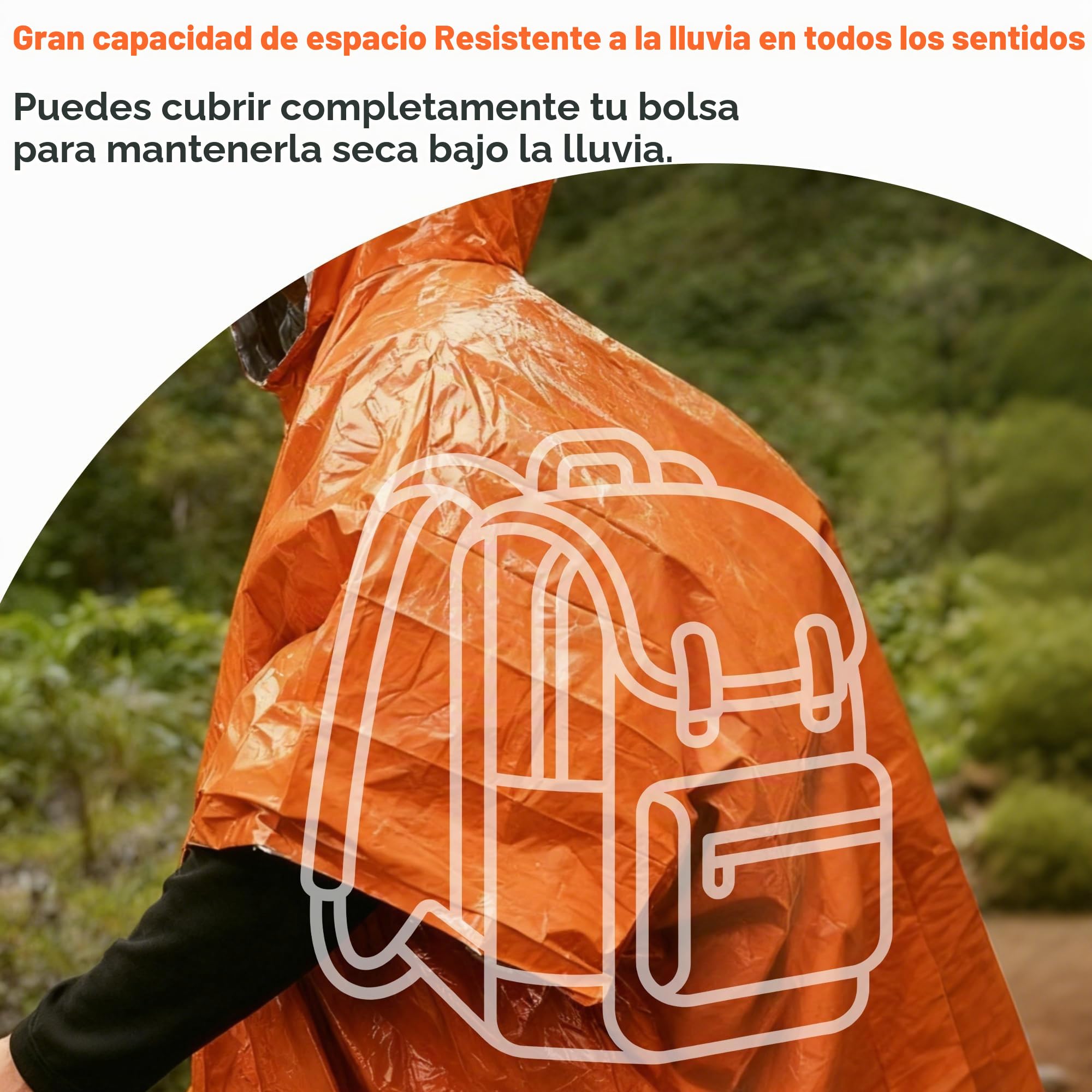 Deecam Poncho Supervivencia 4 Piezas Naranja Impermeable Senderismo