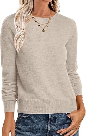 ANRABESS Sweaters for Women Long Sleeve Lightweight Crewneck Soft Basic Knit Loose Fit Pullover Top 2025 Fall Trendy Outfits