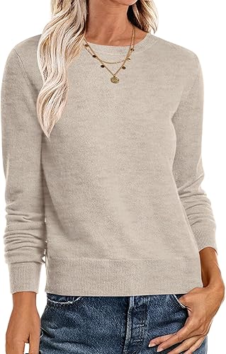 ANRABESS Sweaters for Women Long Sleeve Lightweight Crewneck Soft Basic Knit Loose Fit Pullover Top 2025 Fall Trendy Outfits