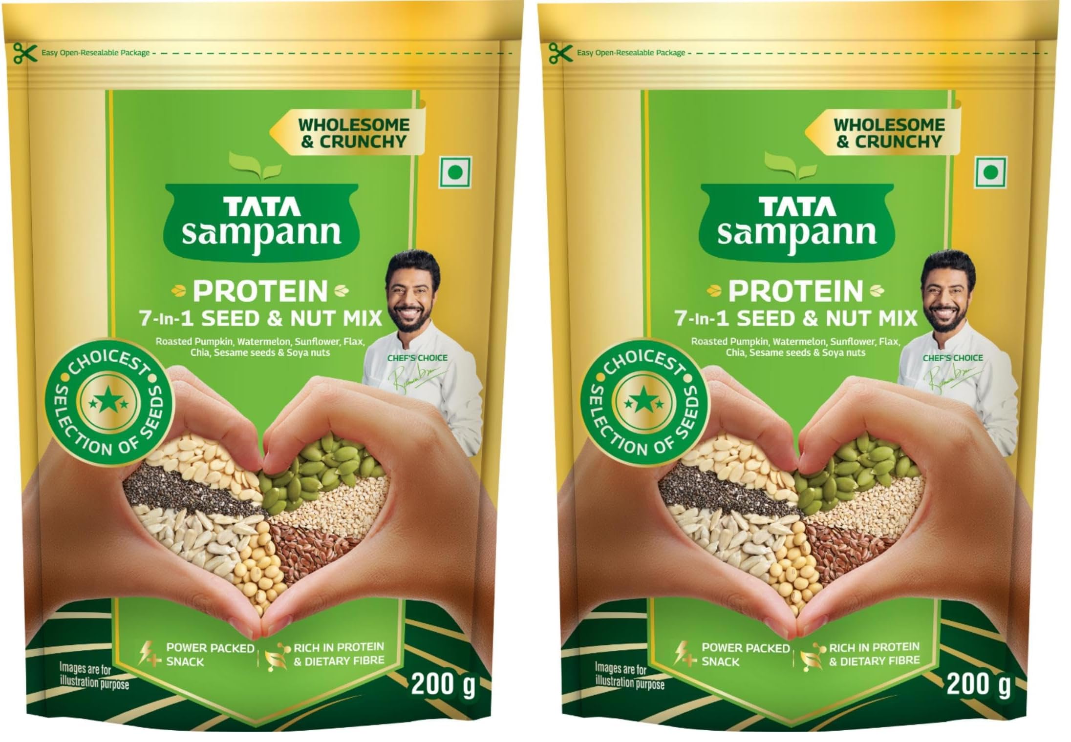 Tata Sampann Protein 7-in-1 Seed & Nut Mix | Contains Roasted Pumpkin, Watermelon, Sunflower, Flax, Chia, Sesame Seeds & Soya nuts | Rich in Protein, Magnesium, Phosphorous & Dietary Fibre | 200g-image-36