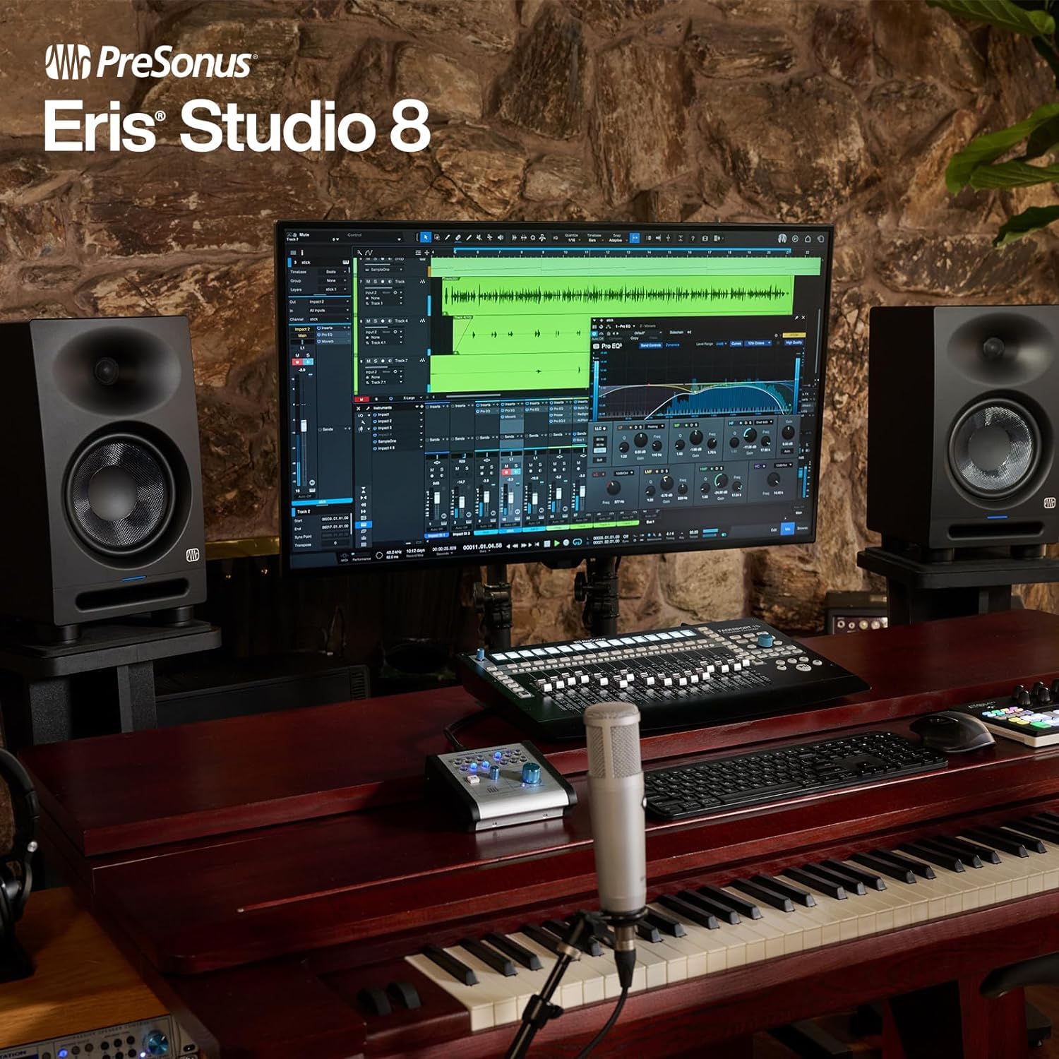PreSonus Eris Studio 8 - Altavoces activos para monitor (8", 1 par, 2 cables jack keepdrum)