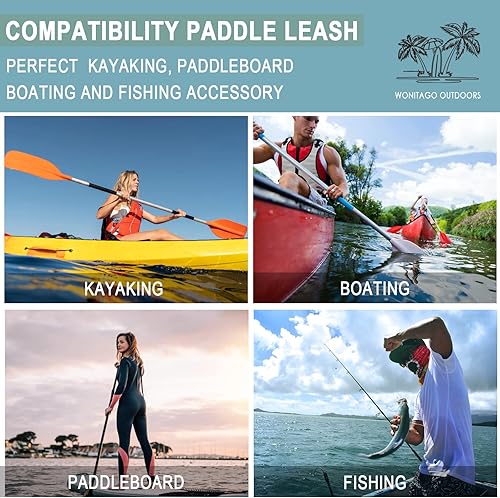 Miniatura 6 de Stretchable Kayak Paddle Leash, Coiled Rod Leash Tool Lanyard for Kayak and SUP Paddles, Fishing Poles Rods, 3 Colors