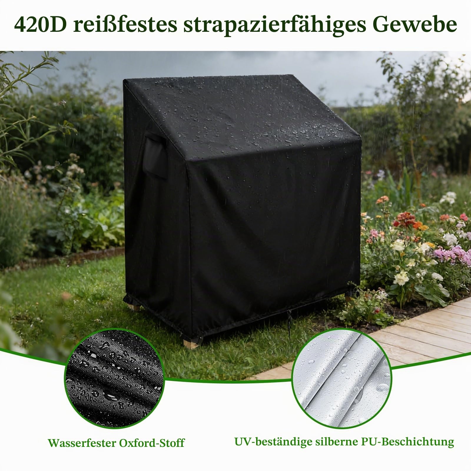 Onlyme Pflanzbankabdeckung – Wasserdichte, Staubdichte und Winddichte Abdeckung für Outdoor-Küche, Grillstation/Pflanzschuppen, Gartenarbeitstisch, 115 x 51 x 124 cm, Schwarz