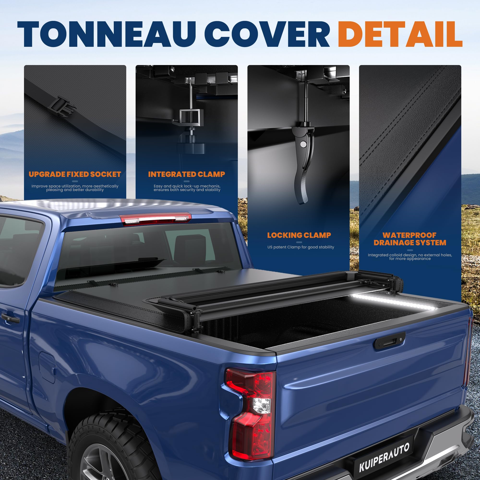MEE　1206045 Amazon.com: KUIPERAUTO Soft Quad Truck Bed Tonneau Cover