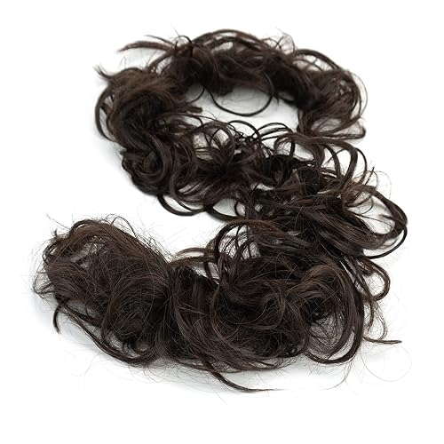 Miniatura 5 de IMISSU Extensión de pelo de tamaño grande rizado y desordenado, moño elástico para el cabello, banda elástica para el cabello, dona, recogido,
