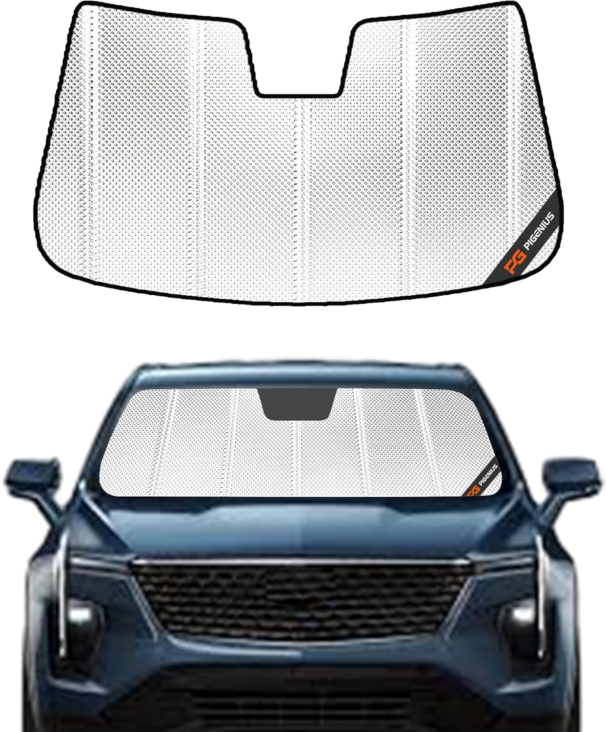 Windshield Sun Shade for Cadillac XT5 2017-2025. Reflective Aluminum Film Front Window Sunshade - BLAZBLOCK