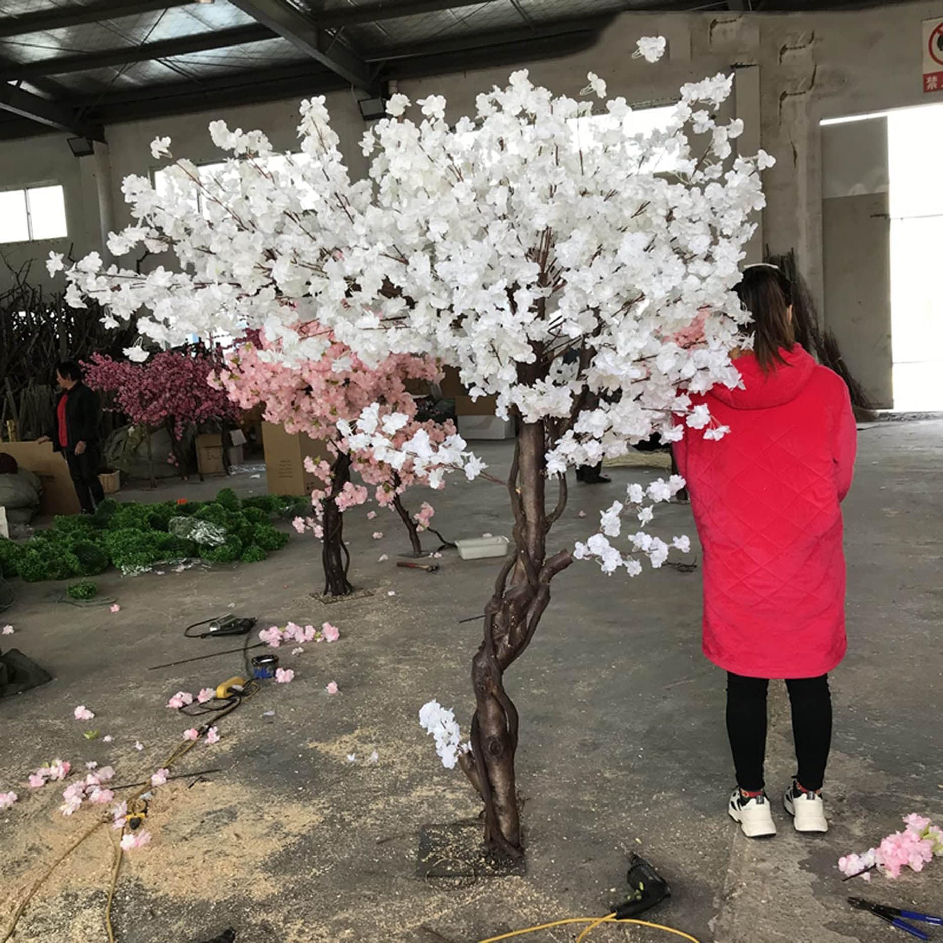 Kunstmatige Kersenbloesem Bomen Lichtroze Kersenbloesem Boom Boog Roze Nep Sakura Bloem Binnen Buiten Thuiskantoor Partij Zijden Bloem Nep Sakura Boom,1.6×1m