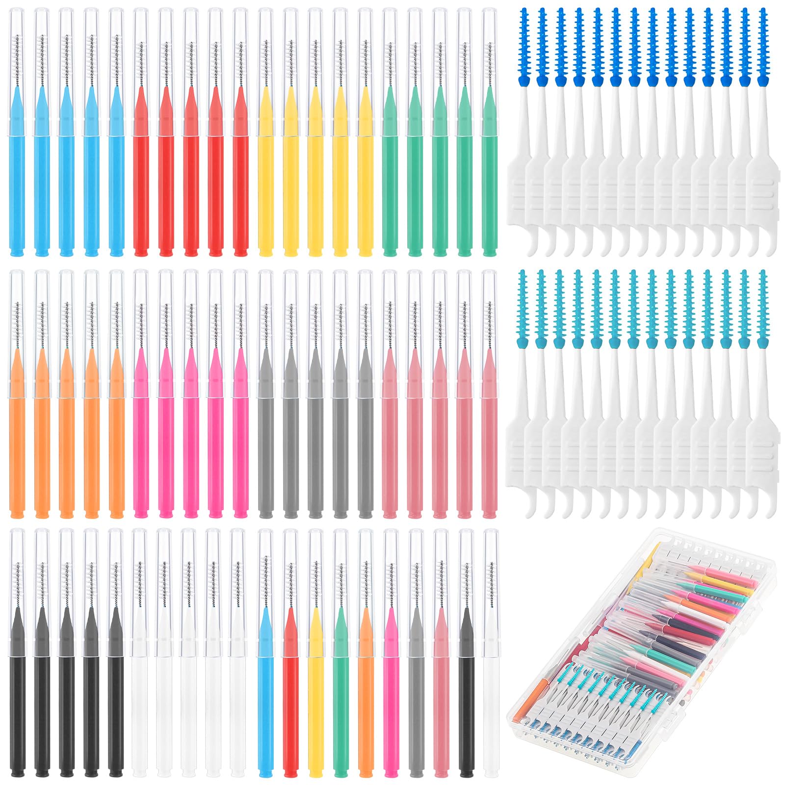 Interdentalbürsten Set, Weiche Zahnzwischenraumbürsten Dentalbürsten für Zahnreinigung Zwischenräume Zahnpflege Mundreinigung (Verschiedene Größen)