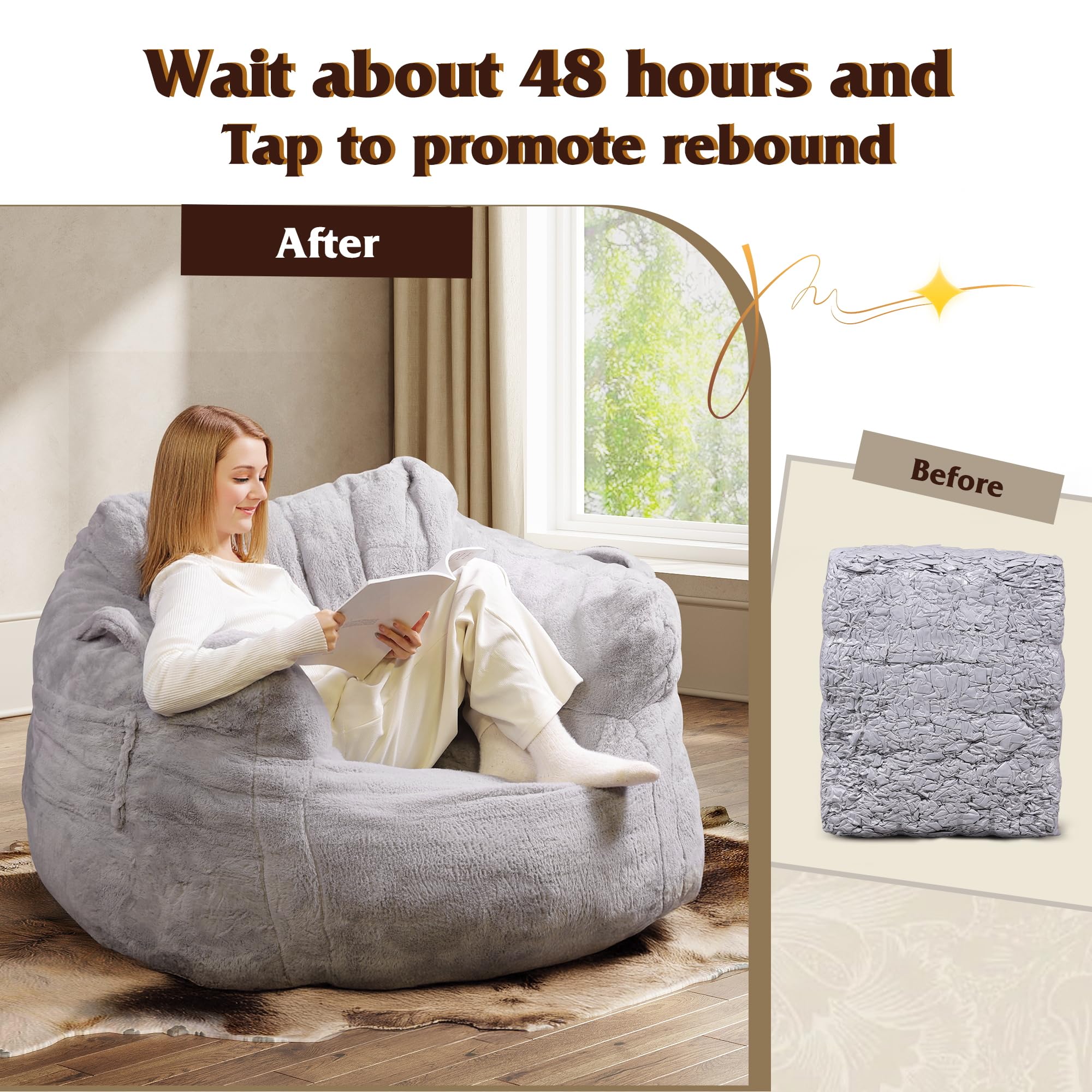 Amazon.com: WLIVE 43'' Giant Bean Bag Chair, Bean Bag Sofa with