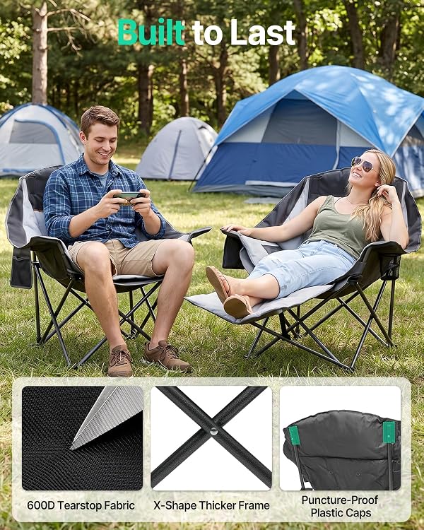 HOPERAN Oversized Camping Chair with Foot Rest, 500lbs Padded Lawn Chairs by HOPERAN - Used condition - Image 5