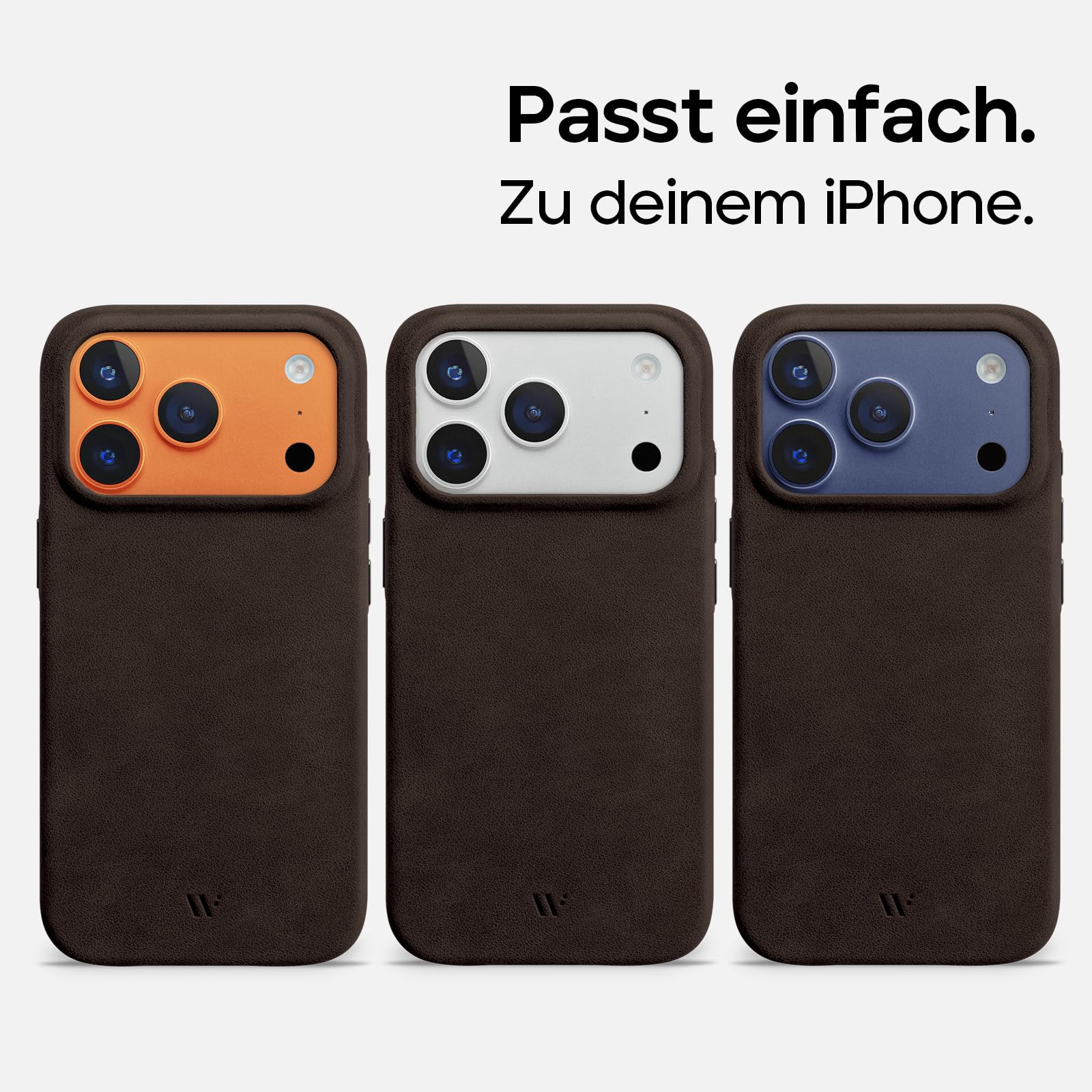 WIIUKA Hülle für iPhone 17 Pro Max, Leder aus Deutschland, 360° Schutz, Lederhülle extra Dünn, Premium Handyhülle, Case, Qi, skiin More VL, Vintage Braun