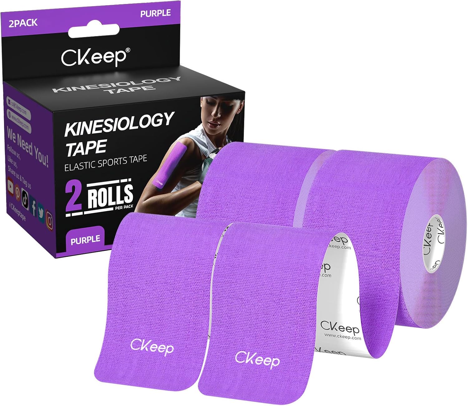 CKeep Uncut Kinesiology Tape(2 Rolls), Original Cotton